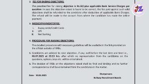Objection Raising Procedure CBT 1 Exam